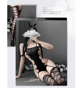 FEE ET MOI Sexy Lace Fishnet Body Stocking (Black)